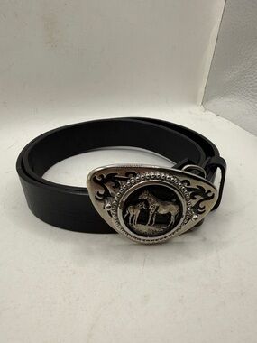 Vintage Red Wing Shoes Leather Belt Black USA Western Horse Cowboy Buckle Men 30